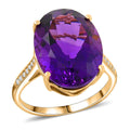 Luxoro 10K Yellow Gold AAA Lusaka Amethyst, Diamond (G-H, I2) Ring (Size 6.0) 9.15 ctw - Sticky add to cart bar
