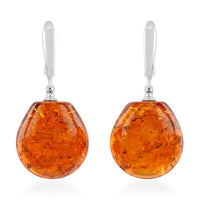Baltic Amber Radiance Pebble Drop Earrings in Sterling Silver