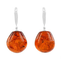 Baltic Amber Orb Drop Earrings in Sterling Silver
