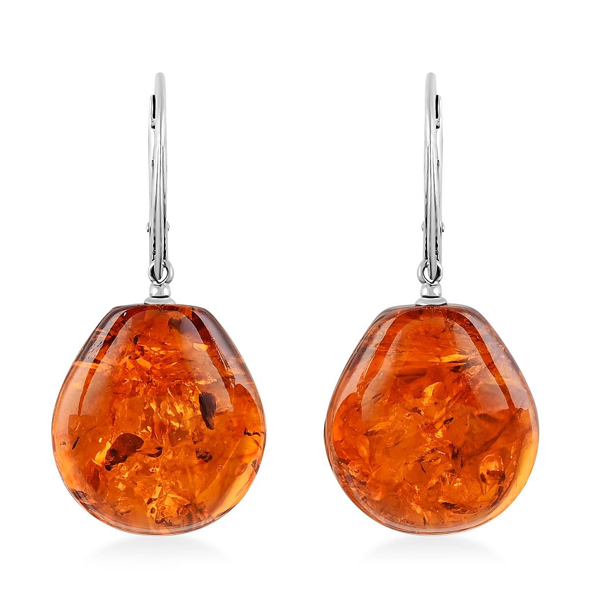 Baltic Amber Sunset Glow Earrings in Sterling Silver