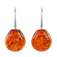 Baltic Amber Sunset Glow Earrings in Sterling Silver