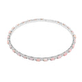 Modani Pink Opal, White Topaz Bangle Bracelet (6.75 in) in Sterling Silver with with 1.5g Titanium Spring 5.50 ctw - Sticky add to cart bar