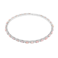 Modani Pink Opal, White Topaz Bangle Bracelet (6.75 in) in Sterling Silver with with 1.5g Titanium Spring 5.50 ctw