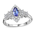 AAA Tanzanite, Moissanite Ring in Rhodium Over Sterling Silver (Size 10.0) 1.20 ctw - Sticky add to cart bar
