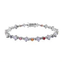 Moissanite, Multi Sapphire Art Deco Bracelet in Sterling Silver
