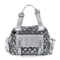 Silver Shiny Faux Leather Crossbody Bag (12.2"x5.3"x8.27") with Detachable Shoulder Strap - Sticky add to cart bar