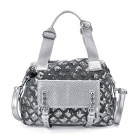 Silver Shiny Faux Leather Crossbody Bag (12.2"x5.3"x8.27") with Detachable Shoulder Strap