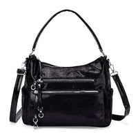 Khaki Dark Purple Faux Leather Crossbody Bag (12.2"x5.51"x9.84) with Shoulder Strap