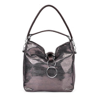Dark Purple Shiny Faux Leather Crossbody Bag (13"x5.7"x13.6") with Shoulder Strap