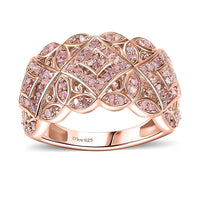 Nature Pink Diamond Cluster Ring in 18K Vermeil RG Over Sterling Silver (Size 10.0) 0.50 ctw