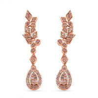 D'Joy Uncut Natural Pink Diamond 0.60 ctw Dangling Earrings in 18K Vermeil Rose Gold Over Sterling Silver