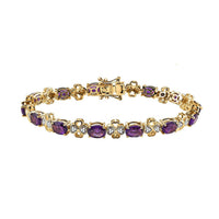 GP Amore Collection African Amethyst, White Zircon Bracelet in 18K Vermeil YG Over Sterling Silver (7.25 In) 9.90 ctw