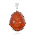 Baltic Amber Sunset Drop Shape Pendant without Chain in Sterling Silver - Sticky add to cart bar