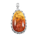 Baltic Amber Fancy Shape Pendant without Chain in Sterling Silver - Sticky add to cart bar