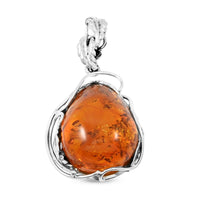 Value Buy Baltic Amber Drop Shape Designer Pendant without Chain in Sterling Silver