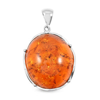 Baltic Amber Framed Pendant without Chain in Sterling Silver