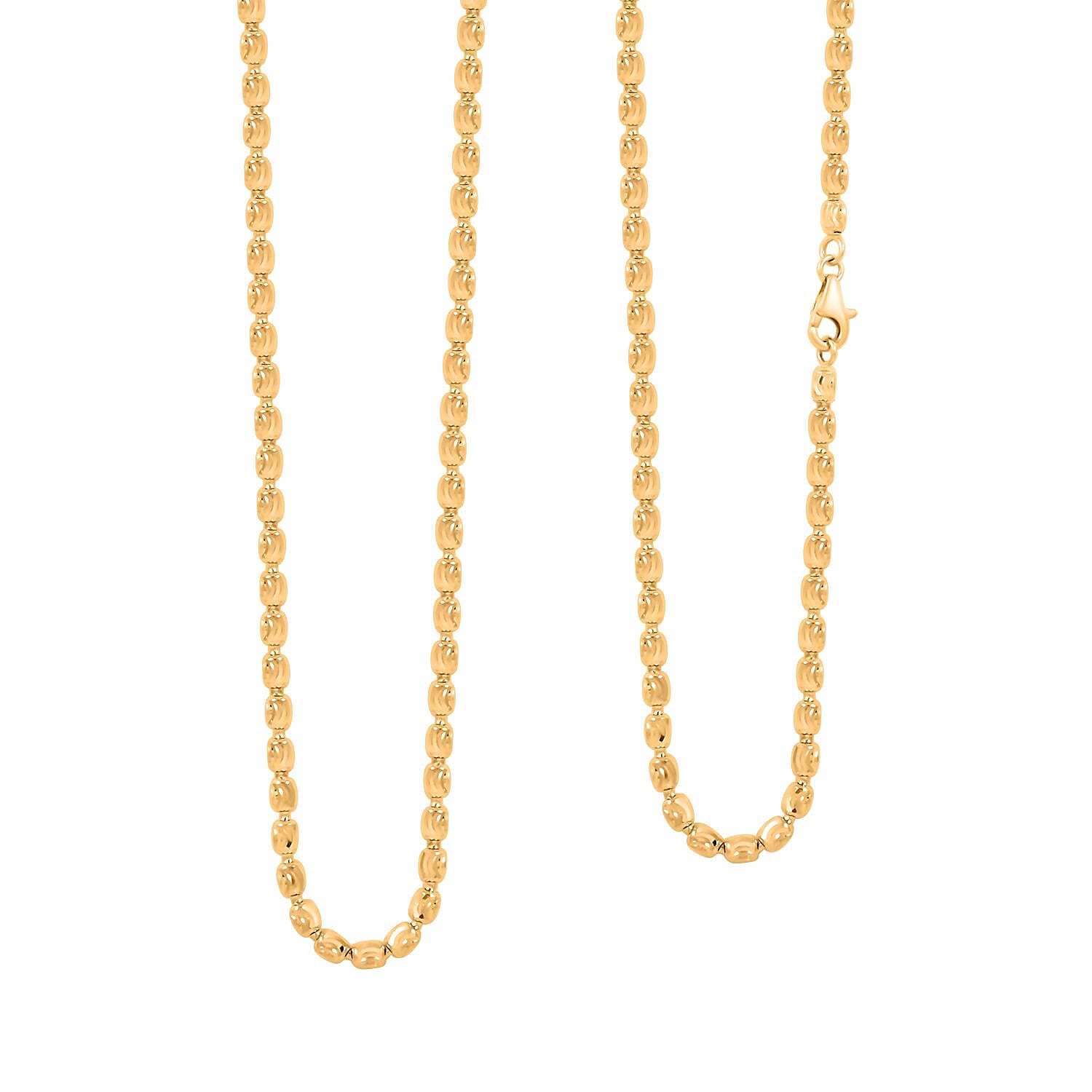 10K Yellow Gold 3mm Barrell Moon Necklace 24 Inches 11.30 Grams