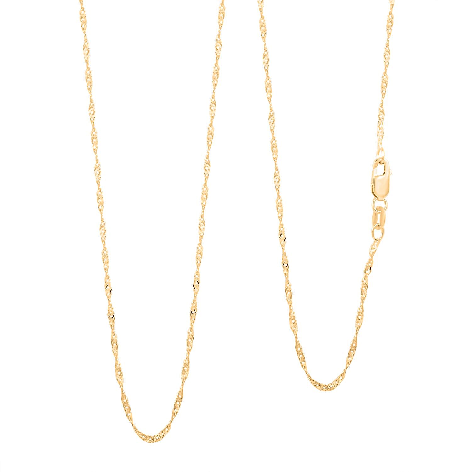 Italian 1mm Diamond-Cut Grumetta Singapore Necklace in 10K Yellow Gold 18 Inches 1.50 Grams