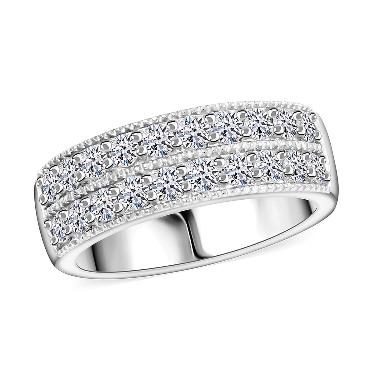 Luxuriant Lab Grown Diamond Ring in Sterling Silver (Size 7.0) 1.00 ctw