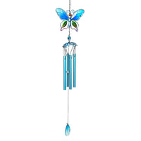 Blue with Multi Color Iron and Glass Wind Cime - Butterfly (29.13"x6.3")