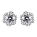D'Joy Crisantemo Cut Moissanite 3.35 ctw Floral Cascade Earrings in Rhodium Over Sterling Silver - Sticky add to cart bar