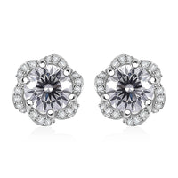 D'Joy Crisantemo Cut Moissanite 3.35 ctw Floral Cascade Earrings in Rhodium Over Sterling Silver