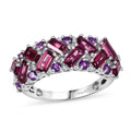 Premium Orissa Rhodolite Garnet, Multi Gemstone Mosaic Ring in Rhodium Over Sterling Silver (Size 10.0) 3.40 ctw - Sticky add to cart bar