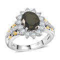 Elite Shungite and White Zircon 2.00 ctw Ring in Rhodium Over Sterling Silver (Size 10.0) - Sticky add to cart bar