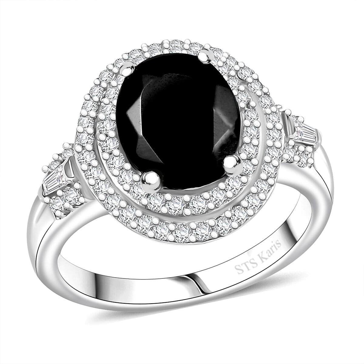 EverTrue Elite Shungite, White Zircon Ring in Platinum Bond (Size 10.0) 2.40 ctw
