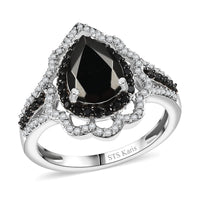 Elite Shungite and Multi Gemstone 1.85 ctw Ring in Platinum Bond (Size 10.0)