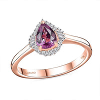 Luxoro AAA Purple Sapphire, Diamond Halo Ring in 10K Rose Gold