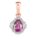 Luxoro AAA Madagascar Purple Sapphire and G-H I2 Diamond 1.00 ctw Halo Pendant without Chain in 10K Rose Gold - Sticky add to cart bar