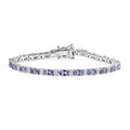 Tanzanite and Moissanite 6.15 ctw Bracelet in Rhodium Over Sterling Silver (6.50 In) - Sticky add to cart bar