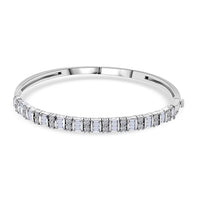 Luxuriant Lab Grown Diamond 2.00 ctw Bangle Bracelet in Rhodium Over Sterling Silver (7.25 In)
