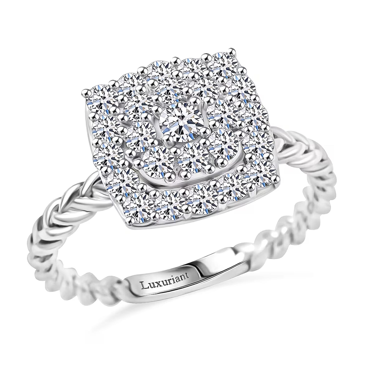 TLV Pre Doorbuster Deal Luxuriant Lab Grown Diamond (G, SI) (Cush) Ring in Sterling Silver (Size 10.0) 0.57 ctw
