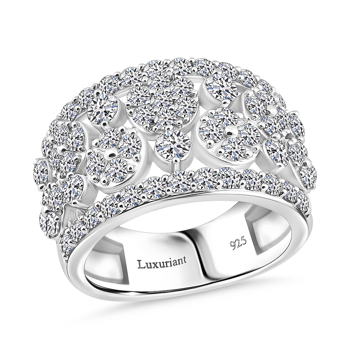 Luxuriant Lab Grown Diamond (G, SI) Ring in Sterling Silver (Size 10.0) (Delivery in 08 - 10 Days) 2.04 ctw