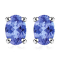 D'Joy Tanzanite 1.00 ctw Solitaire Stud Earrings in Platinum Over Sterling Silver - Sticky add to cart bar