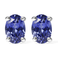 D'Joy Tanzanite 1.00 ctw Solitaire Stud Earrings in Platinum Over Sterling Silver