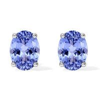 Tanzanite Solitaire Stud Earrings in Platinum Over Sterling Silver 1.65 ctw