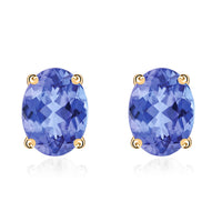 Tanzanite Solitaire Stud Earrings in Platinum Over Sterling Silver 1.65 ctw
