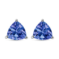 D'Joy Tanzanite 2.90 ctw Solitaire Stud Earrings in Platinum Over Sterling Silver