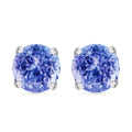Tanzanite Solitaire Stud Earrings in Platinum Over Sterling Silver 1.50 ctw - Sticky add to cart bar