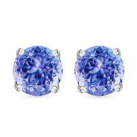 Tanzanite Solitaire Stud Earrings in Platinum Over Sterling Silver 1.50 ctw
