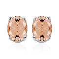 Premium Marropino Morganite Solitaire Stud Earrings in Platinum Over Sterling Silver 2.60 ctw - Sticky add to cart bar