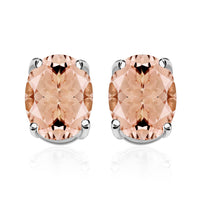 Premium Marropino Morganite Solitaire Stud Earrings in Platinum Over Sterling Silver 2.60 ctw