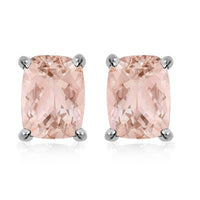 Premium Marropino Morganite Solitaire Stud Earrings in Platinum Over Sterling Silver 4.25 ctw