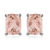 Premium Marropino Morganite Solitaire Stud Earrings in Platinum Over Sterling Silver 4.25 ctw