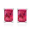 Premium Ouro Fino Rubellite Solitaire Stud Earrings in Platinum Over Sterling Silver 1.20 ctw - Sticky add to cart bar