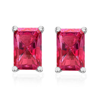Premium Ouro Fino Rubellite Solitaire Stud Earrings in Platinum Over Sterling Silver 1.20 ctw