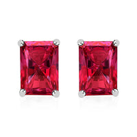 D'Joy Premium Ouro Fino Rubellite 2.50 ctw Solitaire Stud Earrings in Platinum Over Sterling Silver